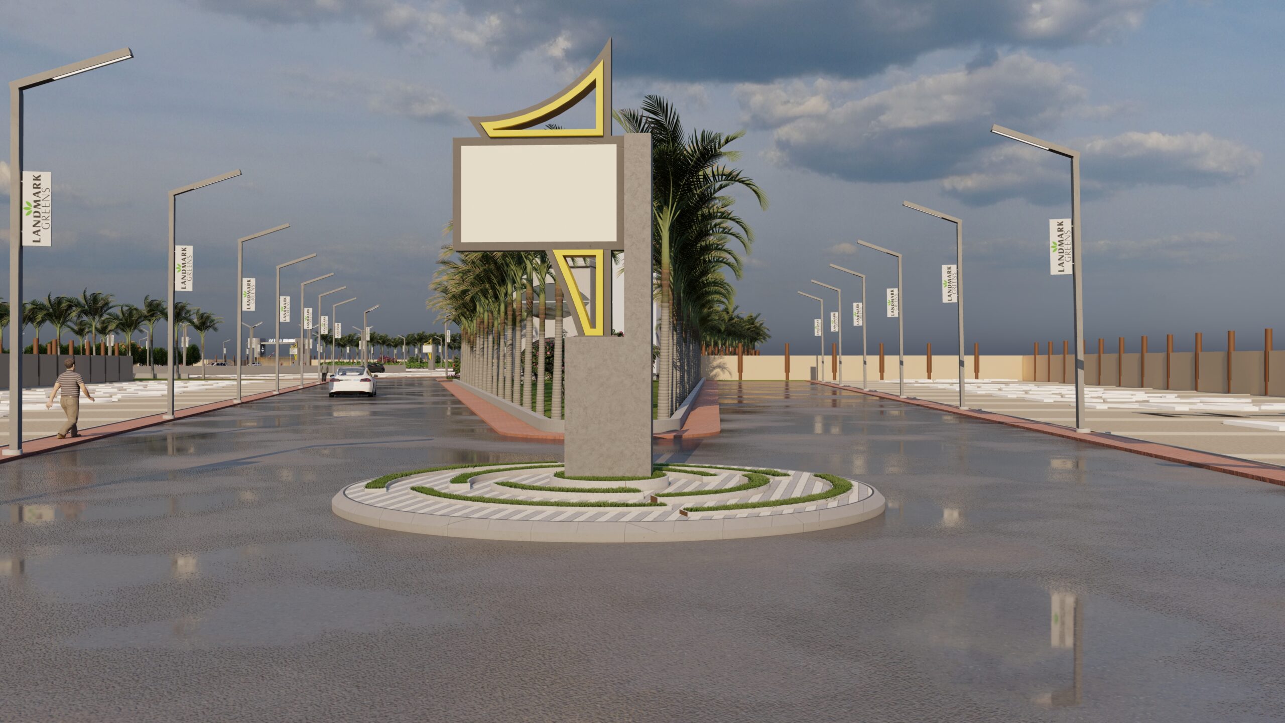 Concrete Road With Pavers